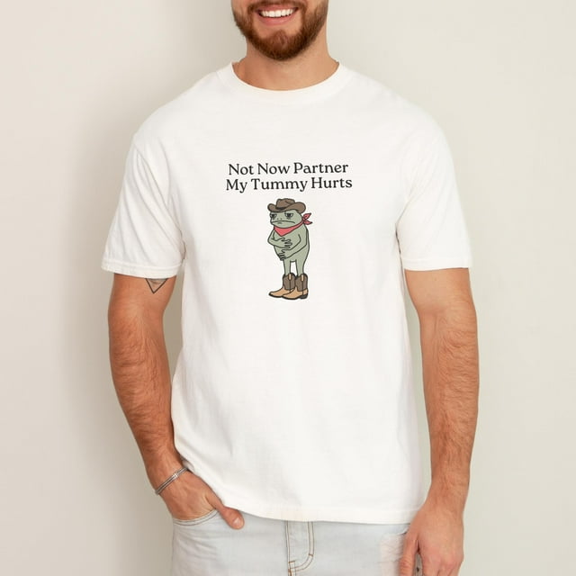 Not Now Partner My Tummy Hurts Shirt Men Unisex IBS Lactose Intolerant Frog Unhinged TShir - As Picture - M