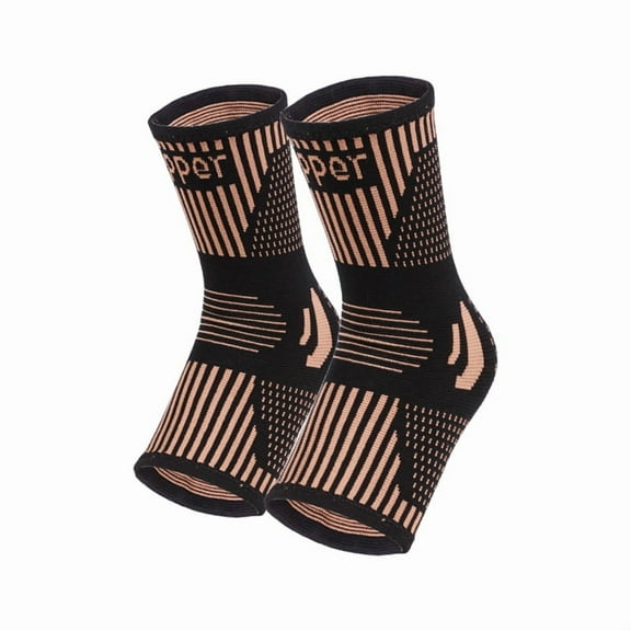 2 X Copper Ankle Support Compression Foot Heel Achilles Tendon Arthritis Sport-L-2PCS