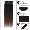 thumbnail image 2 of MY-LADY 8Pcs 18Clips Clip in Hair Extensions Human Hair for Women Double Weft Brazilian Remy Straight Human Hair Clip in Hairpiece 18inch #1BT4 Black Brown to Medium Brown, 2 of 8