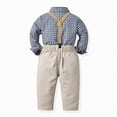 thumbnail image 4 of Kaprioy Boys Easter Outfit Toddler Baby Long Sleeve Plaid Prints T Shirt Tops Pants Child Kids Fashionable Clothing Cute Stylish Streetwear Outfit Set Toddler To Big Kid, 4 of 8