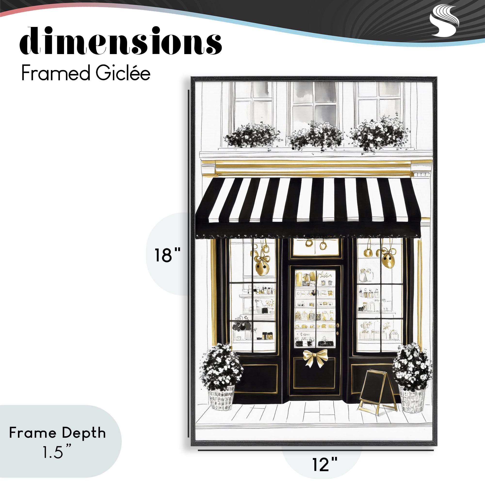 Stupell Industries Paris Storefront Window Display Black Framed Giclee Art, design by Petal Prints Design
