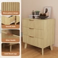 thumbnail image 5 of YOCWO 3 Drawer Fluted Nightstand, Wood Fluted Bedside Table for Bedroom, Beige, 5 of 5