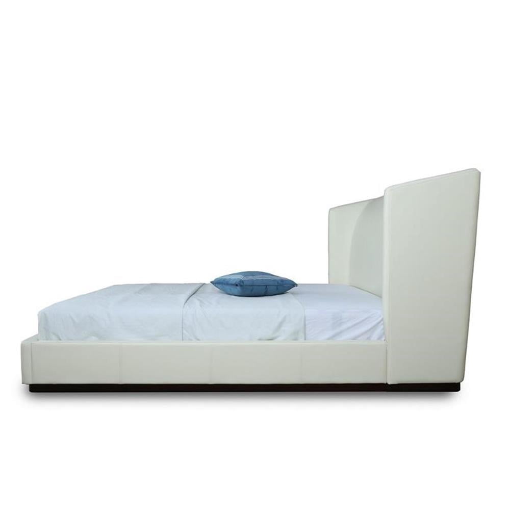 Manhattan Comfort Lenyx Faux Leather Queen Size Bed Frame in Cream