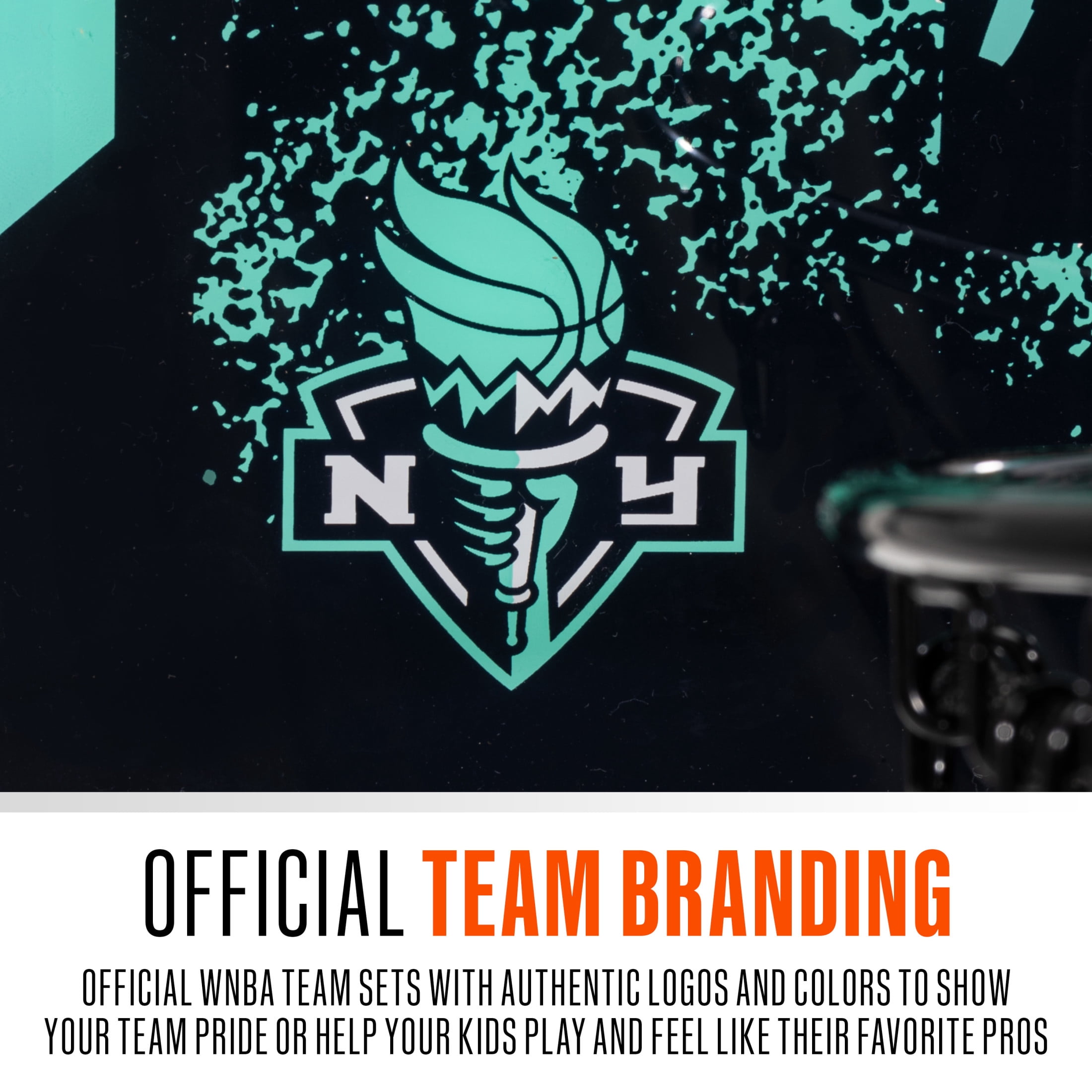 Franklin Sports WNBA New York Liberty Over the Door Basketball Hoop - Kids Indoor Basketball Hoop with Mini Ball - WNBA Fan Shop Mini Hoop for Bedroom + Office