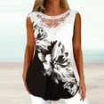 thumbnail image 2 of JINMGG Women Fashion Summer Sexy Fold Printed Regular Lace Sleeveless V Neck Button Top Black XXXXXL, 2 of 5