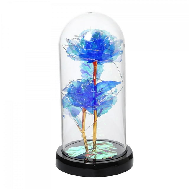 Flores eternas con luces de hadas, rosas artificiales para boda. Azul