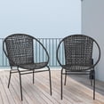 thumbnail image 5 of Outdoor Dining Chairs, Patio Dining Chair Set of 2, All-Weather Rattan Chairs, Outdoor Dining Wicker Chairs with Armrests for Indoor Balcony Pool Backyard (Black), 5 of 5