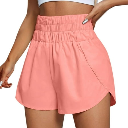 WNVMWI Womens Shorts Running Shorts for Women Jeans Shorts Womens Running Quick Dry Shorts Workout Elastic Waist Athletic Yoga Pants Sports Pants Athletic Gym Workout Shorts Hot Pants Pink Womens M
