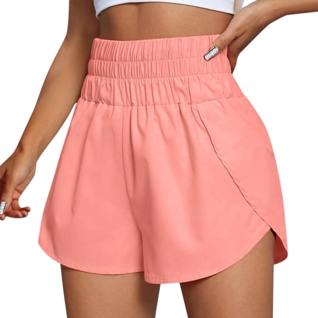 Ploknplq Shorts for Women,Ladies Shorts,Loose Shorts Women,Running Shorts Workout Elastic Waist Athletic Yoga Pants Sports Pants,Womens Shorts Dressy Casual,Comfy Shorts for Women Pink L