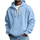 thumbnail image 2 of RKSTN Hoodies for Men Oversized Quarter Zip Waffle Weave Drawstring Long Sleeve Pullover Hooded Sweatshirts Tops Mens Casual Solid 1/4 Zipper Loose Fits Fall Athletic Hoodie with Pockets, 2 of 8
