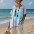 thumbnail image 2 of Women's V-Neck Retro Style Top Short Sleeve Tie Dye Print Summer Blouse Casual Comfortable Unique Pattern Tee for Women, 2 of 6