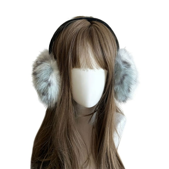 Aellinatey Furry Earmuffs Headwear Warm and Trendy with Collapsible Ear Warmer