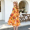 thumbnail image 3 of AmzBarley Girls Maxi Dress Long Sleeve Floral Casual Dresses 12-14 Years Orange Print, 3 of 7