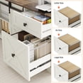 thumbnail image 5 of ANPOO 63" Farmhouse L Shaped Electric Standing Desk, Height Adjustable Corner Desk with Power Outlets, Storage Drawers and Adjustable Shelves, Standing Elegant Computer Desks for Home Office, White, 5 of 9