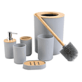 thumbnail image 1 of "Set de baño 6 piezas plástico y bambú Lab.G gris ", 1 of 5