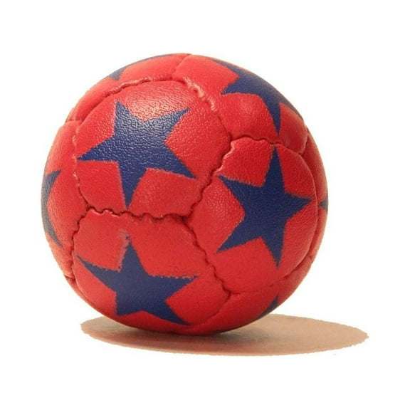 Zeekio Satellite Juggling Ball - Single (1) Ball- Millet filled-67mm-125g - Great Grip - 12 Panel-(Red with Blue Stars)
