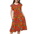 thumbnail image 4 of Robes Décontractées pour Grandes Filles, Fête, Manches Volantées, Imprimé Coloré, Robe à Étages, Vêtements pour Enfants à Taille Extensible, Taille 8-9T, 4 of 6