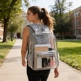 thumbnail image 4 of Clear Backpack PVC 41cm, Large Capacity Security Friendly for Concert Games, Multi Compartment A4 Laptop Fit, Waterproof Easy Clean and Student Travel Commute Versatile, 4 of 6