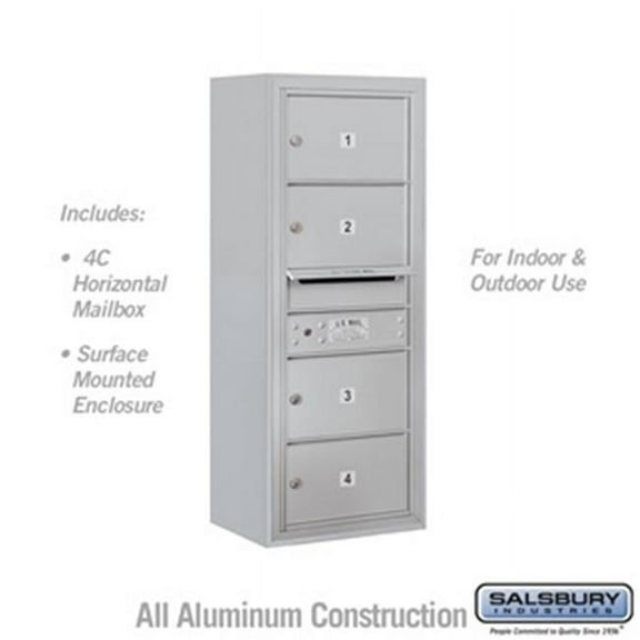 Salsbury  38-0.62 in. 10 Door High Unit Single Column 4 MB2 Doors Front Loading Surface Mounted 4C Horizontal Mailbox Unit - Aluminum - USPS Access