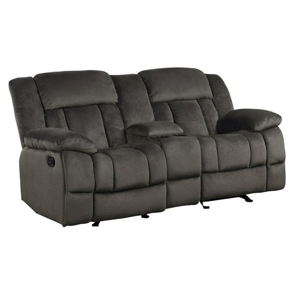 Lexicon Laurelton Microfiber Double Glider Reclining Love Seat in Chocolate