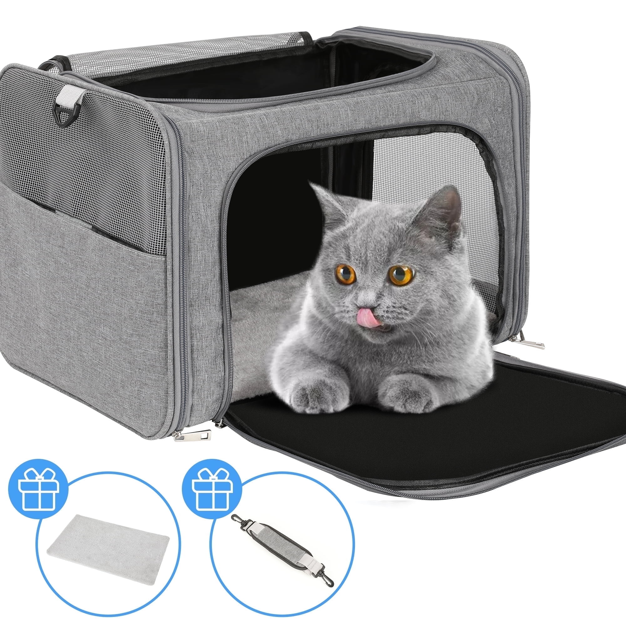 Monasem Portable Cat Carrier, Soft-Sided, Gray photo 1