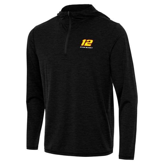 Men's Antigua  Heather Black Ryan Blaney Tidy Quarter-Zip Hoodie