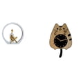 thumbnail image 1 of Estatua de niña, figura de mujer, reloj de pared decorativo de gato, reloj colgante de pared de madera, decoración moderna, material de resina acrílic, 1 of 8