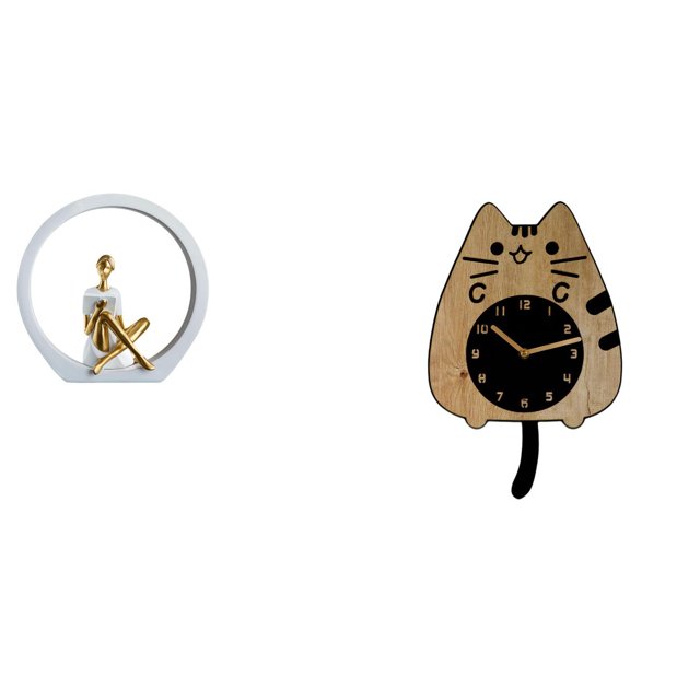 Estatua de niña, figura de mujer, reloj de pared decorativo de gato, reloj colgante de pared de madera, decoración moderna, material de resina acrílic