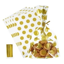 Uxcell Cookie Treat Bags, 5" x 8" 100 Pcs Clear Self Sealing Bags Bakery Packaging Bags, Gold