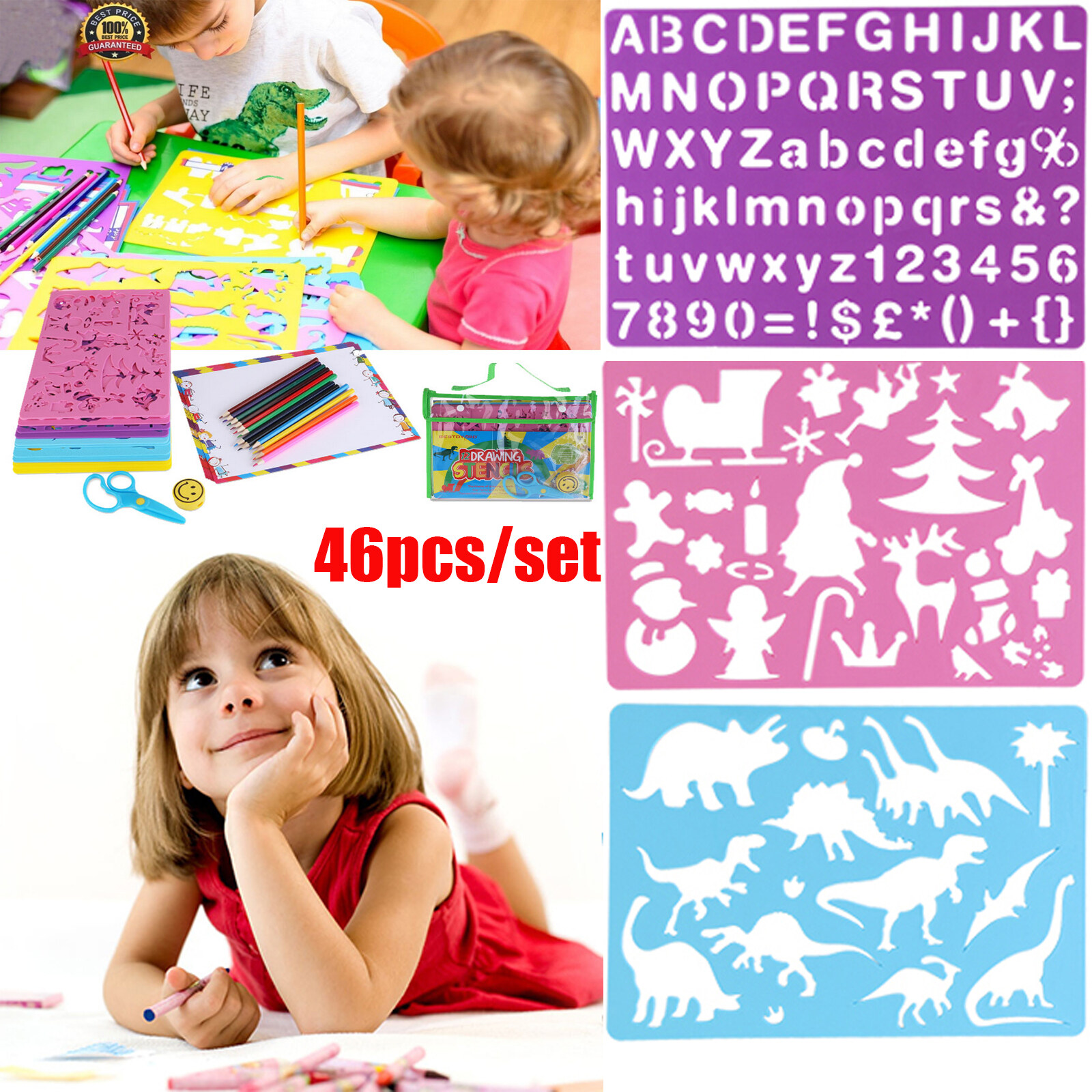 12 Pieces Drawing Stencils Set for Kids, Plastic Drawing Painting ...