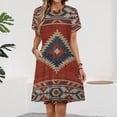 thumbnail image 2 of Southwestern Geometric Women's Dress Short Sleeve Summer Sundress Summer Women Clothes, 2 of 7