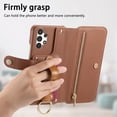 thumbnail image 2 of ELEHOLD Case for Samsung Galaxy A13 4G, RFID Blocking Zipper Leather Wallet Stand Case with Card Slot & Wrist Strap & Ring Holder,Brown, 2 of 10