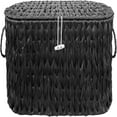 thumbnail image 6 of Black Toilet Paper Basket with Lid,Wicker Toilet Paper Storage Stand,Large Narrow Bathroom Towel Basket Mega Roll Container Bin for Toilet Tank,Floor, 6 of 6