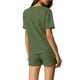 thumbnail image 3 of Conjuntos de lounge INSPIRE CHIC para mujeres, camiseta de waffle con pantalones cortos, ropa de estar en casa, sudaderas jogger con bolsillos, verde ejército, 3 of 6