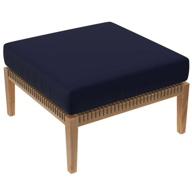 Modway Pouf d'Extérieur en Bois de Teck Clearwater et Tissu, Gris/marine