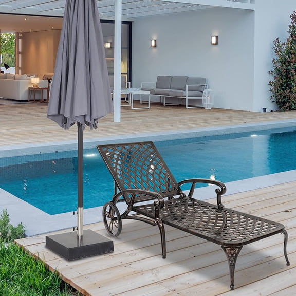 VINGLI Aluminum 3-Position Adjustable and Wheels Outdoor Chaise Lounge Chair Bronze
