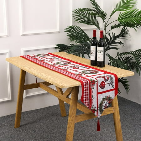 

Antique Vintage Christmas Eve Traditional Holiday Season Red Decorative Woven Tapestry Table Runners