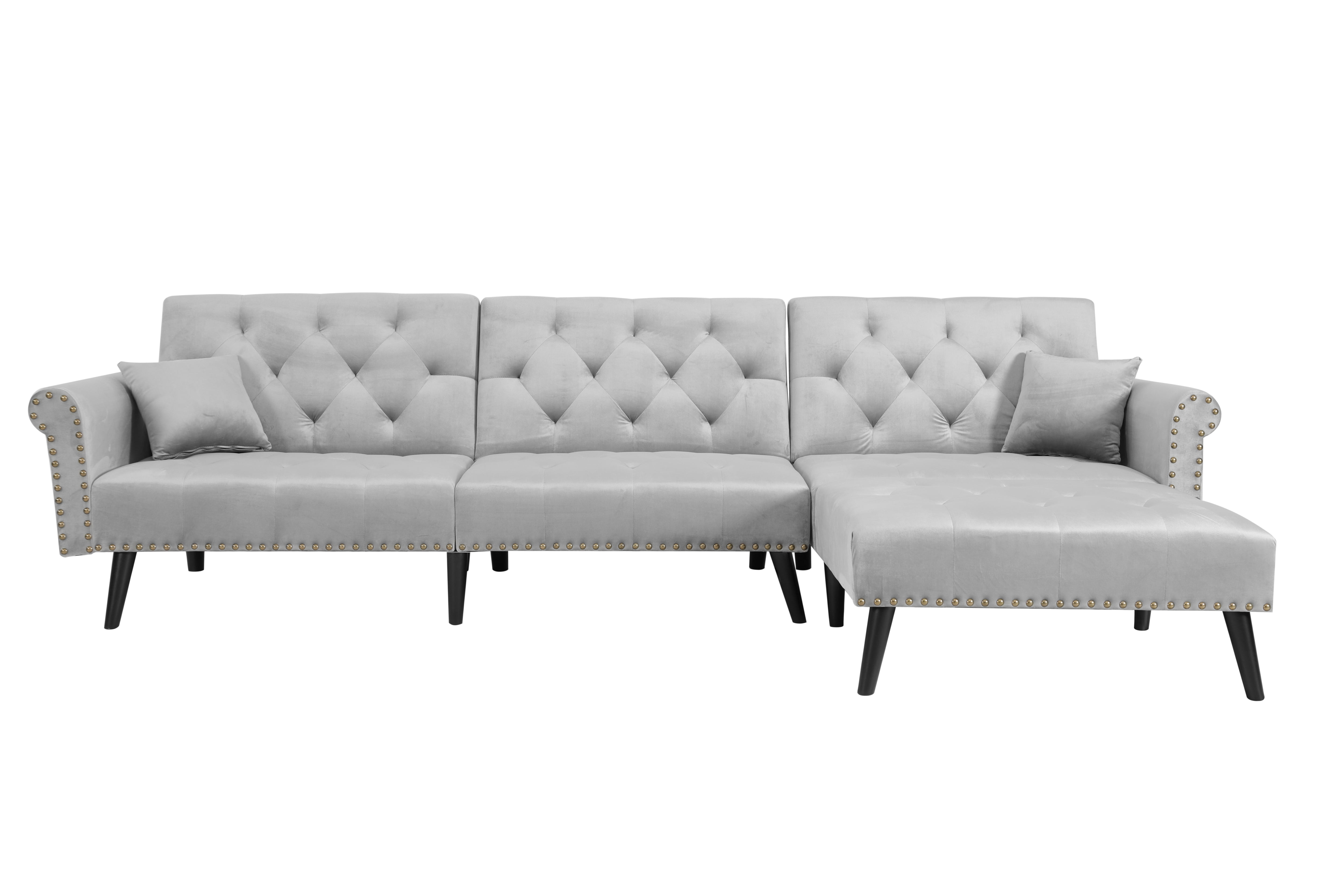 Buy 115'' Convertible Sectional Sofa,Velvet Corner Sofa Bed Couch