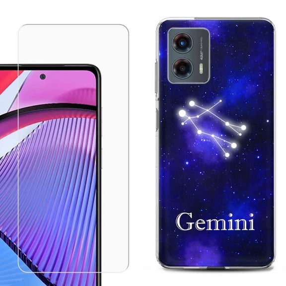 OneToughShield ® Compatible with Motorola Moto G 5G 2023, Shockproof Phone Case, with Tempered Glass Screen Protector - Gemini