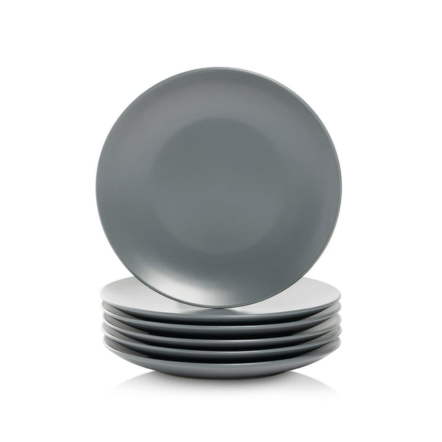 10 Strawberry Street Wazee Matte 8.25"" Juego De Platos De Ensalada Cupé De 6 Gris Carbón 10 Strawberry Street NA