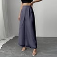 thumbnail image 4 of Favoffer Women's Chiffon Long Pants Solid Color Elastic Waist Lightweight Flowey Casual Trousers Summer Breathable for Beach Holiday Outdoor, 4 of 6