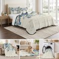 thumbnail image 6 of Twin XL Quilt Set 68''x98'', Blue Teal Eucalyptus Leaves Lightweight Bedspread Coverlet Set with 2 Pillow Shams, Watercolor Vintage Botanical Breathable All Season Quilt Bedding for Dorm/Guest Room, 6 of 9