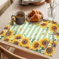 thumbnail image 3 of Yellow Spring Sunflowers Placemats Set of 4 Light Green Striped Country Place Mats Indoor Wipeable Table Mats Washable Cloth Dining Table Placemats for Kitchen Holiday Party Home Decor 13x19 Inch, 3 of 9