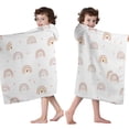 thumbnail image 4 of White Boho Bohemia Rainbow Hearts Pattern Hooded Bath Towel，50"x30" for Ages 3 To 12 Kids, Quick Dry Lightweight Soft Microfiber Hood Beach Towel Cover Up for Kids, 4 of 7
