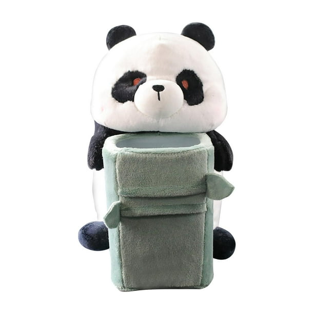 Funda de tejido de felpa suave para coche, accesorio para bolsa de basura, multifuncional. panda