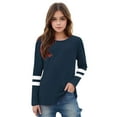 thumbnail image 3 of Spazoro Toddler Girls Boys T-Shirts Tees, Striped Crew Neck Short Sleeve Casual Breathable Summer Tops for Kids Unisex Navy Size 5 T, 3 of 6