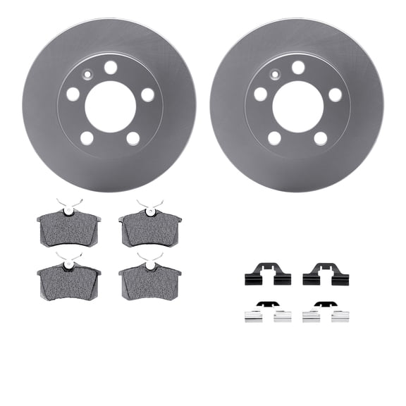 Dynamic Friction Company Rear Geospec Brake Rotors with 5000 Advanced Brake Pads includes Hardware 4512-74094