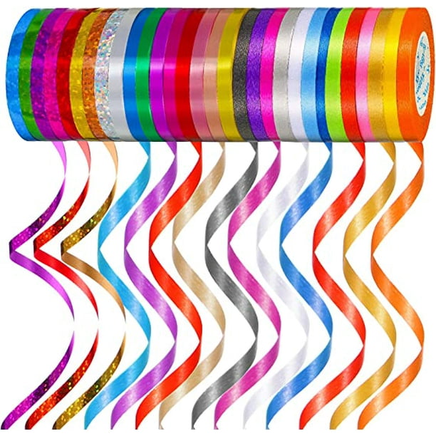 Rollo de hilo metálico brillante para globos, cintas para envolver regalos para manualidades, bodas, día de San Valentín, cumpleaños, decoración de fiestas (colores mezclados, estilo clásico) JAMW Sencillez