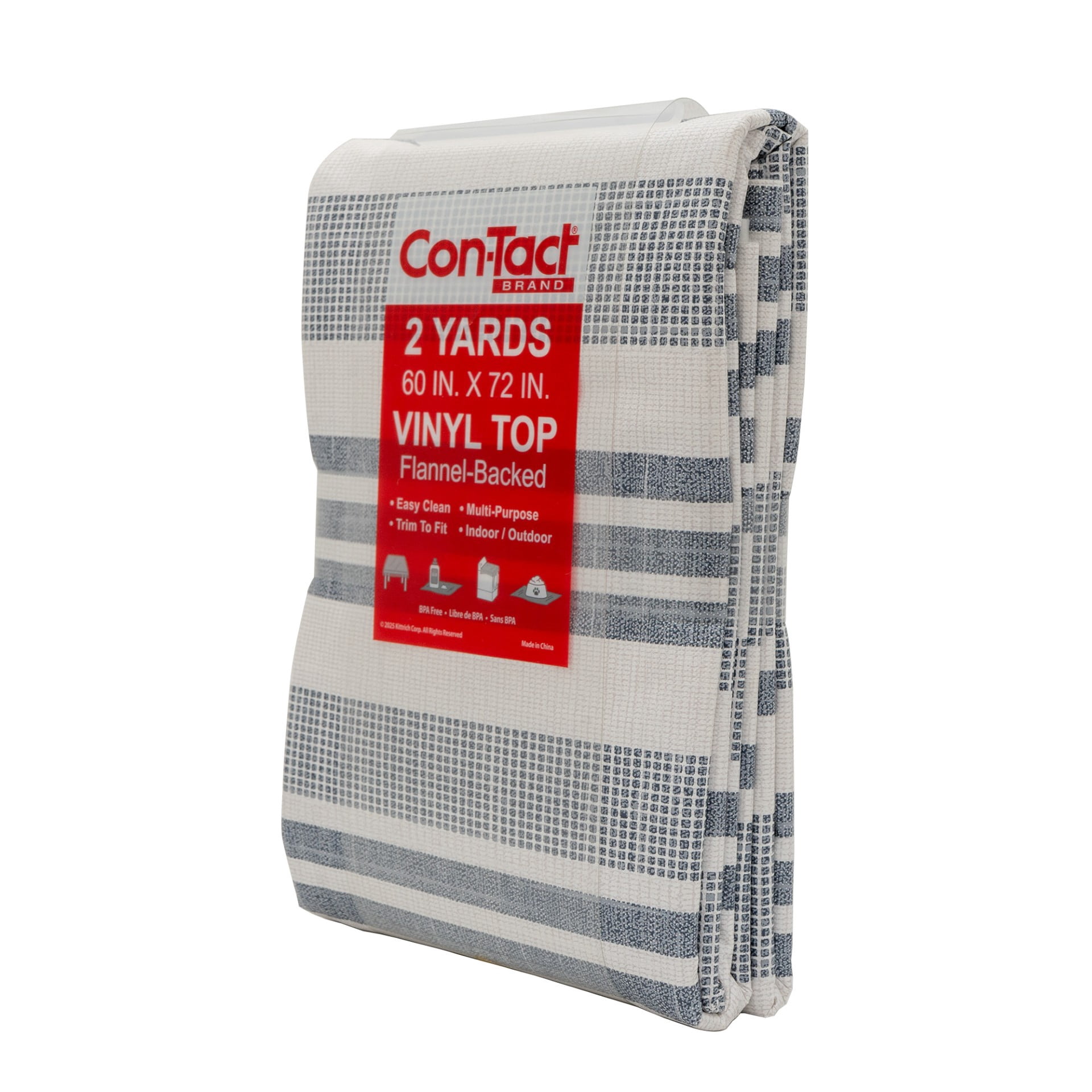 Con-Tact Brand Yard Goods Vinyl Fabric with Flannel Backing, Pre-Cut Linen Strip Denim Blue, 60 in. x 72 in.