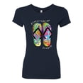 thumbnail image 2 of Wild Bobby, If I Can't Wear My Flip Flops I'm Not Going Colorful Sandals Streetwear Womens Slim Fit Junior Tee, Navy, X-Large, 2 of 3